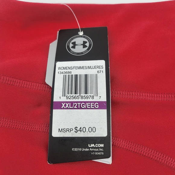 Under Armour Womens HeatGear Hi-Rise Capri Leggings XXL 2X Red Compression - Picture 4 of 9